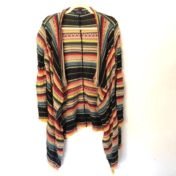 Polo by Ralph Lauren Sweaters - Polo by Ralph Lauren Cotton Linen Serape Draped Cardigan Sweater Size Small